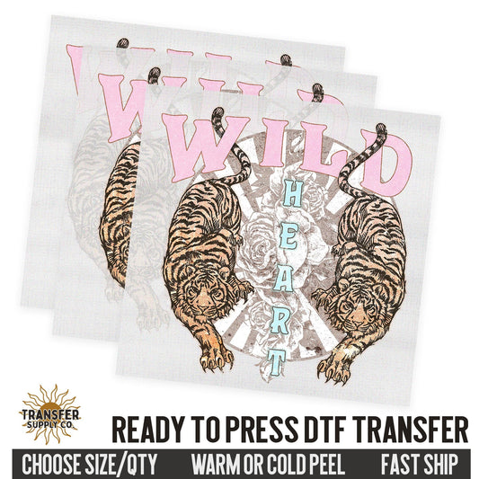 Wild Heart Tigers, Retro Ready To Press DTF Transfer, Dtf Transfer Print, Printed Dtf Transfer, Transfer Ready To Press