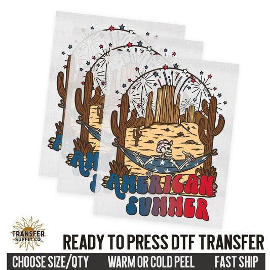 American Summer, 4th of July Western, Ready To Press DTF Transfers, Ready To Press DTF Film Transfers, Western DTF Transfers