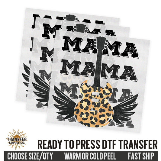 Mama Rock Guitar, Retro Ready To Press DTF Transfer, Dtf Transfer Print, Printed Dtf Transfer, Transfer Ready To Press