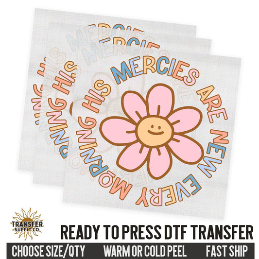 His Mercies Are New Every Morning, Religious Ready To Press DTF Transfers, Ready To Press DTF Film Transfer, DTF Transfer