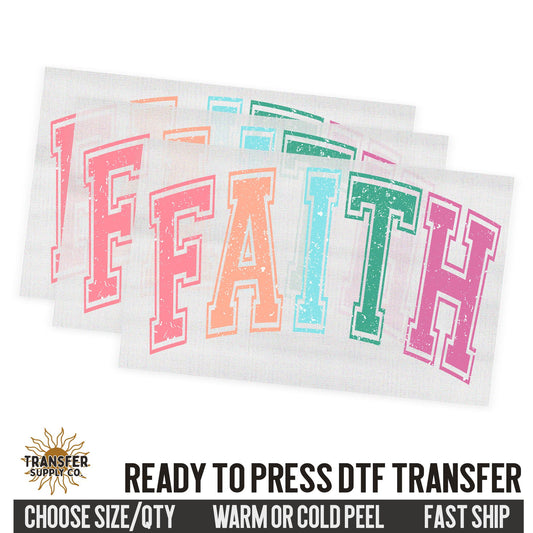 Faith Retro Style, Religious Ready To Press DTF Transfers, Ready To Press DTF Film Transfer, DTF Transfer