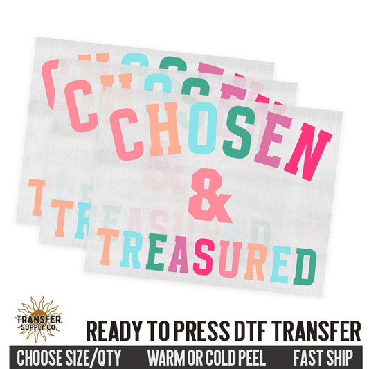 Chosen and Treasured Retro Style, Religious Ready To Press DTF Transfers, Ready To Press DTF Film Transfer, DTF Transfer