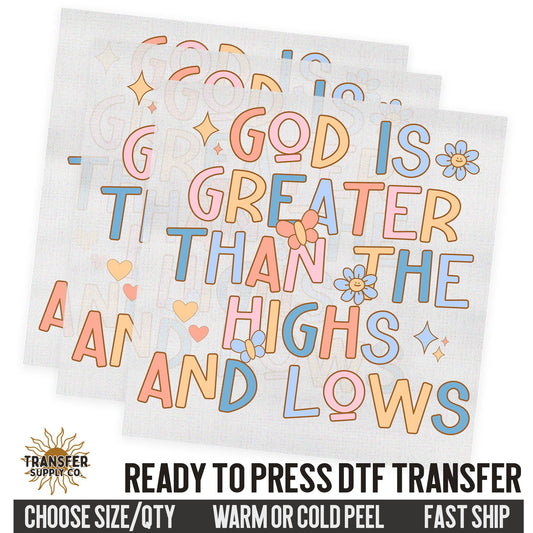 God Is Greater, Retro Style Dtf Transfer, Religious Ready To Press DTF Transfers, Ready To Press DTF Film Transfer, DTF Transfer