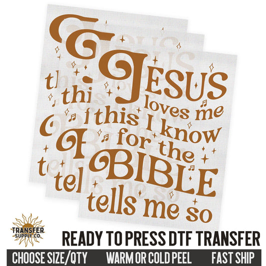 Jesus Loves Me, Retro Style Dtf Transfer, Religious Ready To Press DTF Transfers, Ready To Press DTF Film Transfer, DTF Transfer