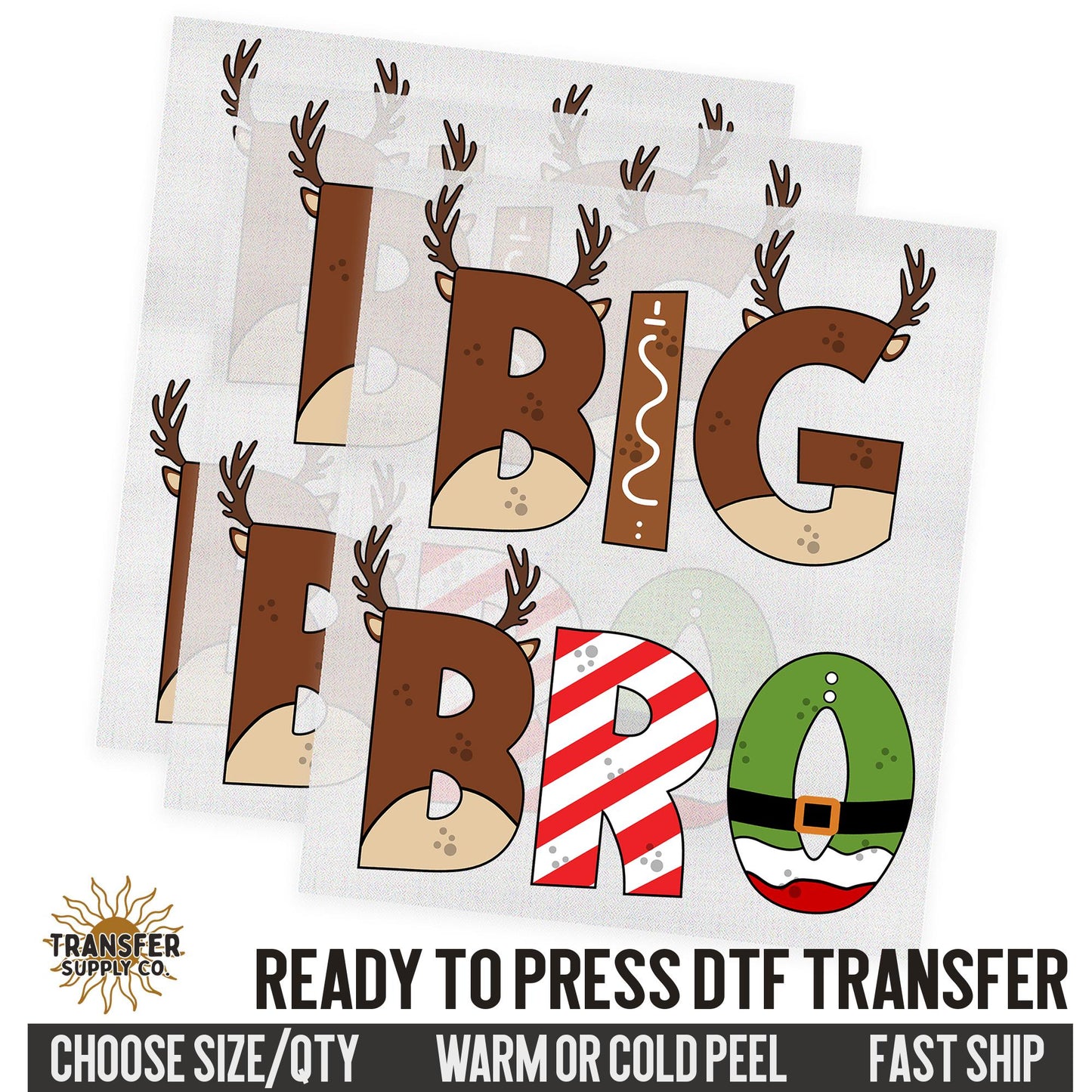 Big Bro, Sibling Christmas Dtf,  Western Christmas Ready To Press DTF Transfers, Ready To Press DTF Film Transfer, DTF Transfer