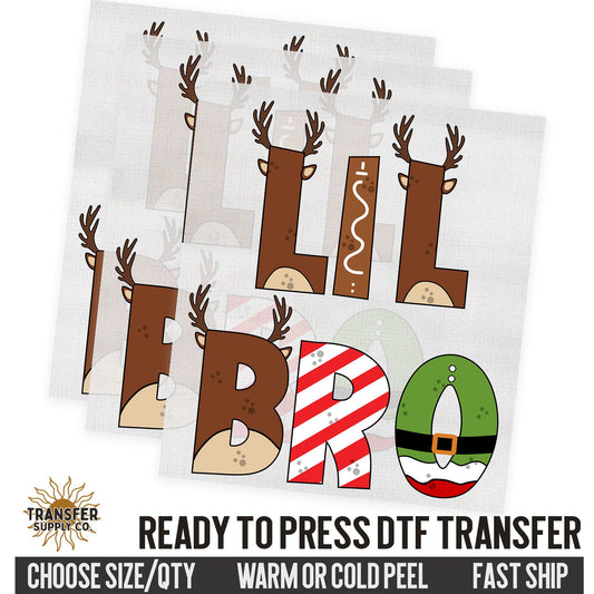 Lil Bro, Sibling Christmas Dtf,  Western Christmas Ready To Press DTF Transfers, Ready To Press DTF Film Transfer, DTF Transfer