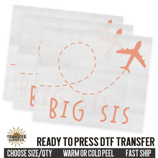 Big Sis Airplane, Family Ready To Press DTF Transfer, Dtf Transfer Print, Printed Dtf Transfer, Transfer Ready To Press