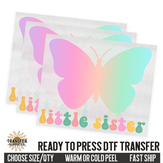 Little Sister Butterfly, Family Ready To Press DTF Transfer, Dtf Transfer Print, Printed Dtf Transfer, Transfer Ready To Press