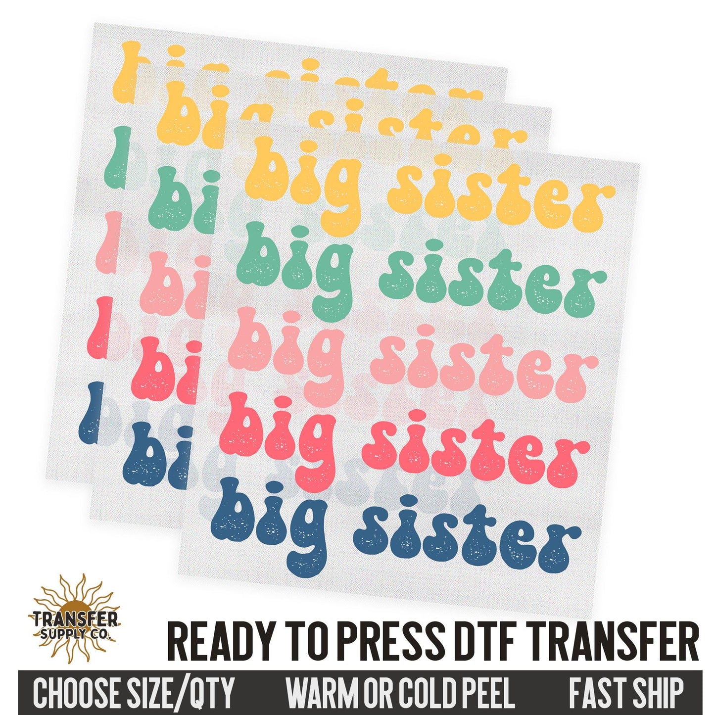 Big Sister Sibling, Family Ready To Press DTF Transfer, Dtf Transfer Print, Printed Dtf Transfer, Transfer Ready To Press