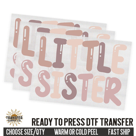 Little Sister Sibling, Family Ready To Press DTF Transfer, Dtf Transfer Print, Printed Dtf Transfer, Transfer Ready To Press