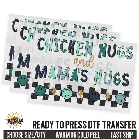 Chicken Nugs and Mama Hugs, Checkered Ready To Press DTF Transfer, Dtf Transfer Print, Printed Dtf Transfer, Transfer Ready To Press