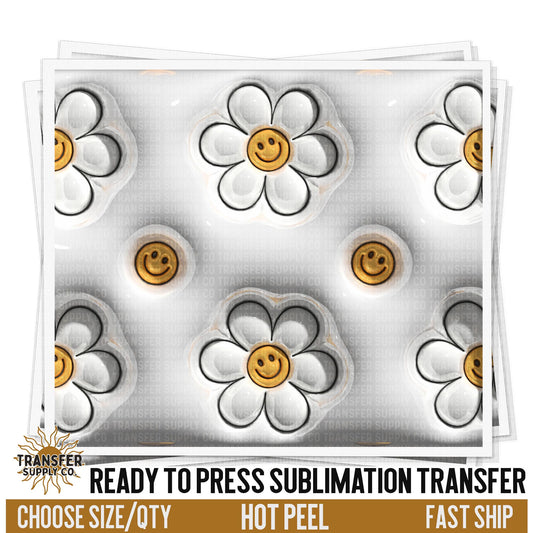 Flowers 3d Inflated Puff Style Tumbler Sheet | Sublimation Tumbler Wraps, Sublimation Tumbler Transfers, Ready to Press Sublimation Transfer