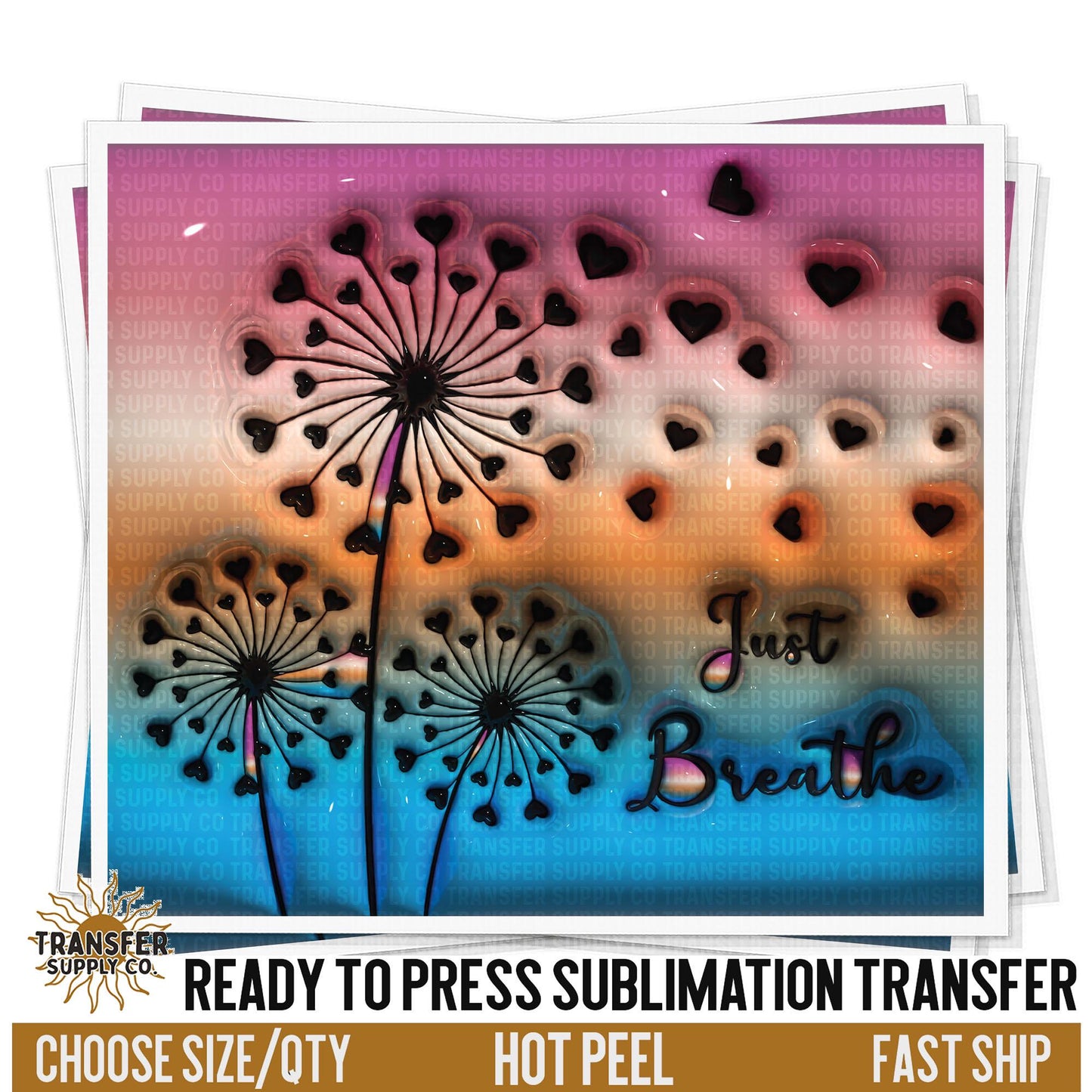 Breathe Dandelion 3d Tumbler Wrap | Sublimation Tumbler Wraps, Sublimation Tumbler Transfers, Ready to Press Sublimation Transfers