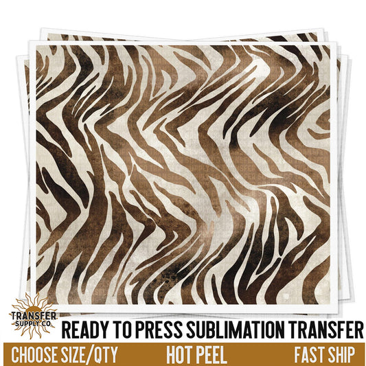 Brown Zebra Pattern Sublimation Transfer | Sublimation Tumbler Wraps, Sublimation Tumbler Transfers, Ready to Press Sublimation Transfers