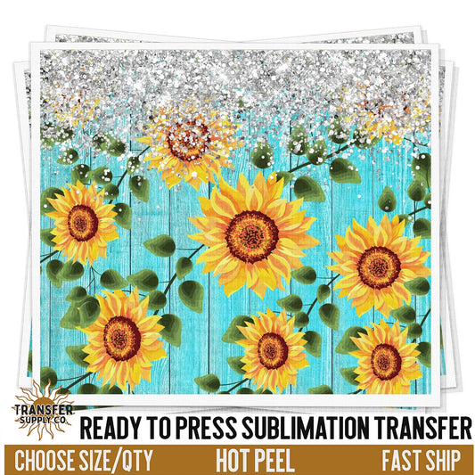 Glitter Sunflowers Sublimation Tumbler Wrap | Sublimation Tumbler Wraps, Sublimation Tumbler Transfers, Ready to Press Sublimation Transfer